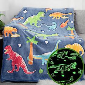 Imagery Blankets 850009775818 In The Dark Dinosaur Blanket For Kids 50x60 Soft Fleece Throw Perfect