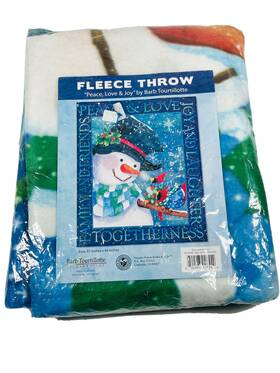 P92286 Imagine Nation Peace Love Joy Barb Tourtillotte Christmas Fleece Throw Blanket 51 X 64