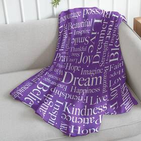 Infinity Republic 840806151380 Inspiring Words Purple Super Soft Throw Blanket - 50x60 For Bed