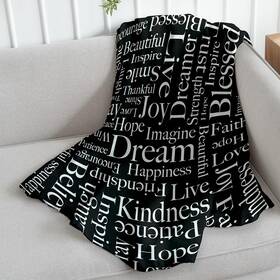 Infinity Republic 840806151397 Inspiring Words Black Super Soft Throw Blanket - 50x60 For Bedr