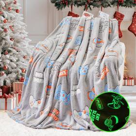 Inhand 698596052055 Glow In The Dark Blanket Gaming Gifts For Boys Controller Kids Throw Gamer Bl