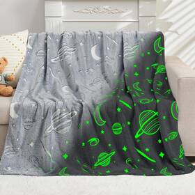 Inhand 698596052116 Glow In The Dark Stars Blanket For Girls Boys Cute Throw Funny Space