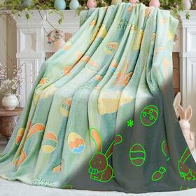 Ygbt-50x60-fhjtz Inhand Glow In The Dark Easter Eggs Throw Blanket Decorations For Home With E