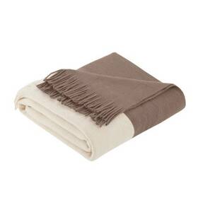 54087404 Ink Ivy 60x50 Inch Colorblock Faux Cashmere Tricot Soft Fringe Throw Blanket Taupe