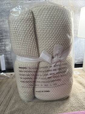 Ink Ivy 675716775575 Bree Knit Blanket Ivory Full/queen