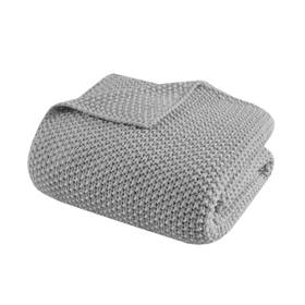 82167054 Ink Ivy 50 Inch X60 Bree Knit Throw Blanket Gray