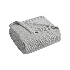 82326842 Ink Ivy Full/queen Bree Knit Bed Blanket Gray