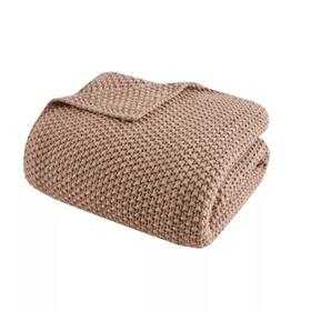 91110995 Ink Ivy 50 Inch X60 Bree Knit Throw Blanket Brown