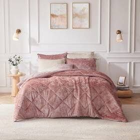 Id12-1782 Intelligent Design Twin Velvet Duvet Cover Set With Blush Twin/twin Xl