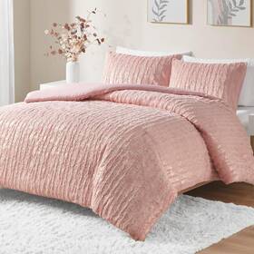 Id12-2248 Intelligent Design Full Duvet Cover Set Faux Fur Full/queen Blush/gold