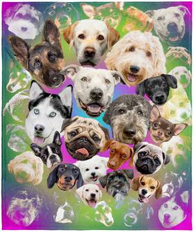 Pj9003bl Intimo Cute Puppies And Dogs Pop Art Collage Blanket Super Soft Plush Fleece Throw 50 Inch
