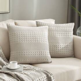 Ivellow 798056605262 Waffle Weave Pillowcases 100% Cotton Pillow Sham 20 Inch X20 Kha