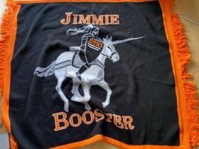 75831 J B Knitwear Vintage Jimmie Booster Throw Blanket Virgin Acrylic Black Orange Fringe Usa Made