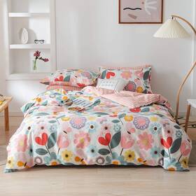 Jy14-style09-twinf Jane Yre Floral Duvet Cover Twin 100% Cotton 3 Pcs Bedding Set Pink