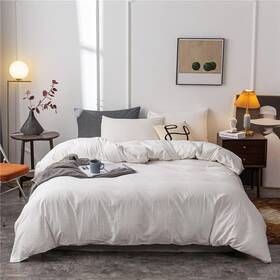 Janlive 795749150986 Washed Cotton Duvet Cover Queen Ultra Soft 100% White
