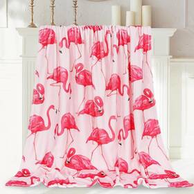J1291 Jarthenaamcs Flamingo Fuzzy Flannel Blanket 60 X 50 Inch Pink Tropical Throw