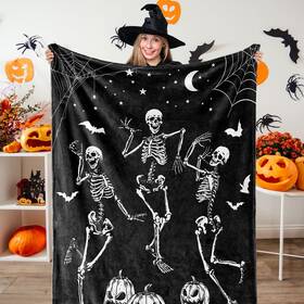 J2738 Jarthenaamcs Best Fuzzy Flannel Blanket 60 X 50 Inch Dancing Skeleton Throw Black Soft For