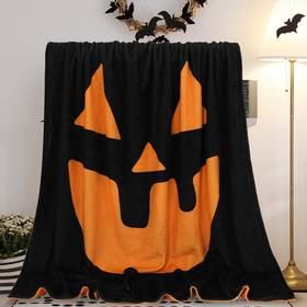 J3102 Jarthenaamcs 50x60 Inch Halloween Funny Pumpkin Throw Blanket Orange Black Double-sided Fleece