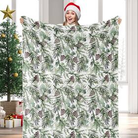 J3202 Jarthenaamcs Christmas Fuzzy Blanket 60 X 50 Inch Pine Cones Branch Eucalyptus Leaves Soft
