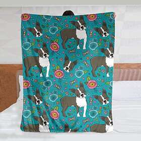 Jasmoder 058071533546 Boston Terrier And Flowers Throw Blanket Warm Ultra-soft Micro Fleece