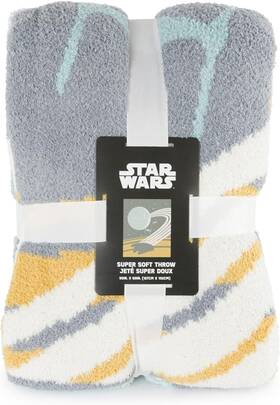 Jay Franco 032281432706 Star Wars Feather Knit Fluffy Throw Blanket - Death And Millennium Falcon