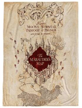 6faof1580 Jay Franco Harry Potter Marauders Map Throw Blanket - Measures 50 X 70 Inches Fade Resist
