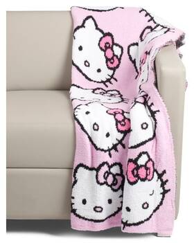 Jay Franco & Sons Inc. 032281775636 And Hello Kitty Blankets Throws Pink Yarn Knit - Faces