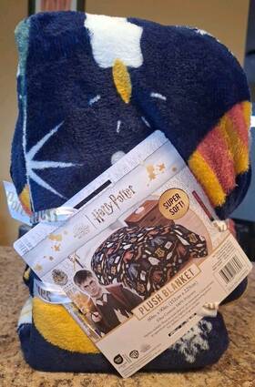 24l046006 Jay Franco & Sons Jfa03-08/24l046006 Harry Potter Plush Blanket Throw 60 Inch X 90 Blue Kids Bedding Wizarding World New