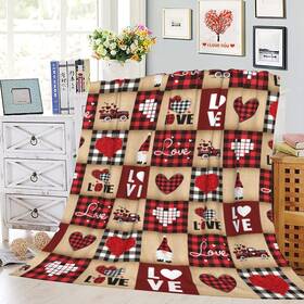 Jbralid 011082718820 Valentines Day Throw Blanket Love Heart Gnome Truck Red Black