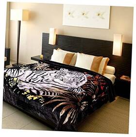 Jcpc909 Jcp Hometex 5.3 Lbs White Tiger Blanket Queen Size Heavy Thick Warm For Family And