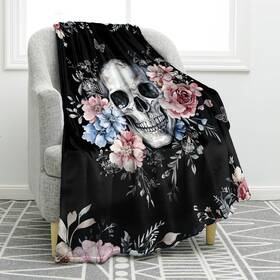 Jekeno 702103845853 Best Skull Blanket Gifts For Women Men Rose Throw Blankets Adult Kids
