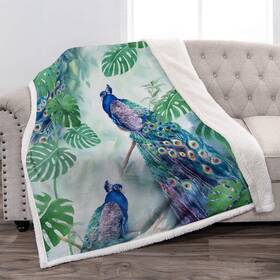Blanketwl7001 Jekeno Peacock Sherpa Blanket Soft Warm Plush Fluffy Throw For Kids A