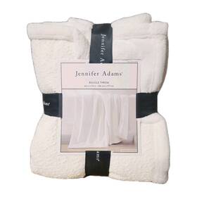 1727187 Jennifer Adams Luxe Boucle Throw White Cream 60x70 Heavyweight Reversible Nwt