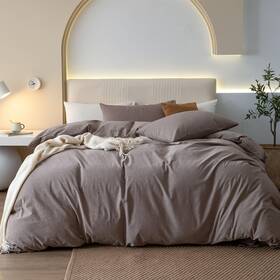 Jy1-pbq Jiyuan 100% Washed Cotton Queen 90 Inch X90 Heathered Mauve Brown No Comforter