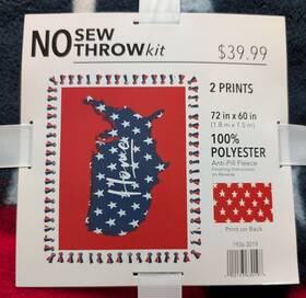1936-3019 Joann No Sew Throw Fleece Blanket Kit Free Spirit Home Patriotic Usa 72x60 New
