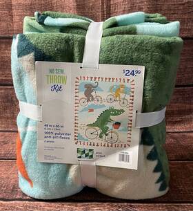 1778-6096 Joann Stores Llc Anti-pill Fleece No Sew Throw Kit Animals On Bikes 48 In X 60 New