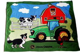 125879 John Deere Tractor Blanket Throw Wall Hanging Farm Animals Scene 2013 59 Inch X46