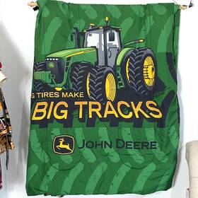 98971 John Deere Blanket Green Big Tires Leave Tracks Tractor 70x84 Camo Throw