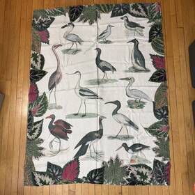John Derian 051001594215 350 Birds Of A Feather Linen Throw Blanket 51in X 70in Nature