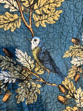 90988126 John Derian For Target Darien Birds And Acorns Quilted Blue Teal Green Throw Blanket. On Trend