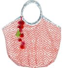 A593 John Robshaw Tortosa Resort Canvas Tote Red Pink 042075460136