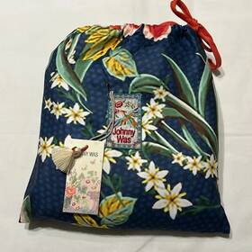 Johnny Was 196521226132 Floral Border Beach Blanket Reversible Size 65in X 70in Nwt