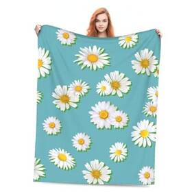 Joishks 202181683379 Daisy Flowers Soft Warm Throw Blanket Lightweight Flannel Fleece Bed