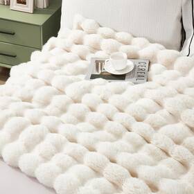 B0dk6tt397 Joniyear Extra Large Soft Fuzzy Bubble Faux Rabbit Fur Bed Blanket Full Size 70