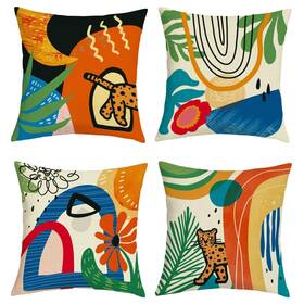 Jms-e2-0036-s Joymaison Boho Floral Geometric Throw Pillow Covers 16x16 Inch Set Of 4 Abstract Modern