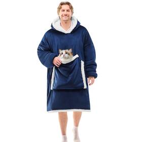 Joywoo 706384353458 Oversized Cat Lovers Hoodie Blanket For Adults - Cozy Sherpa Fleece Gift