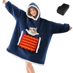 Joywoo 759242549197 Heated Hoodie Blanket For Adults Oversized Sherpa Sweatshirt Gifts