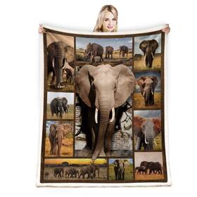 Zjm-07-tjl-smr-130x150 Juirnost Elephant Blanket For Women Men - Wild Animal Lover Gifts Soft Plush Reversi
