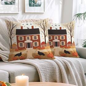 Fallharvest019 Jukazine Fall Harvest Throw Pillow Covers 18x18 Set Of 2 Decorative Cushion Cases Fo