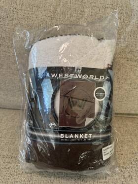 Just Funky 841092112550 West World Blanket Sherpa Lined Faux Leather 45 Inch X60 Brand New